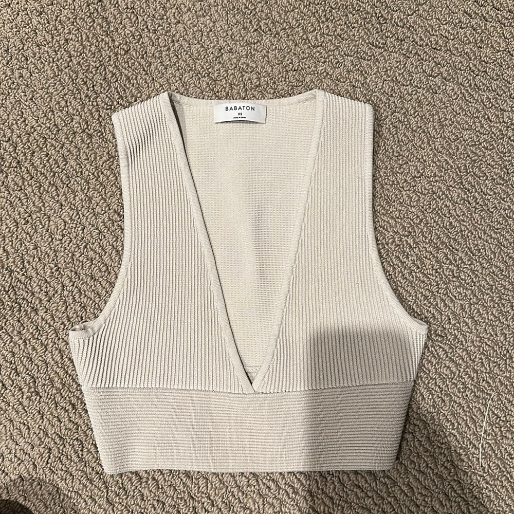 Aritzia Babaton Sculpt Knit Deep V Tank